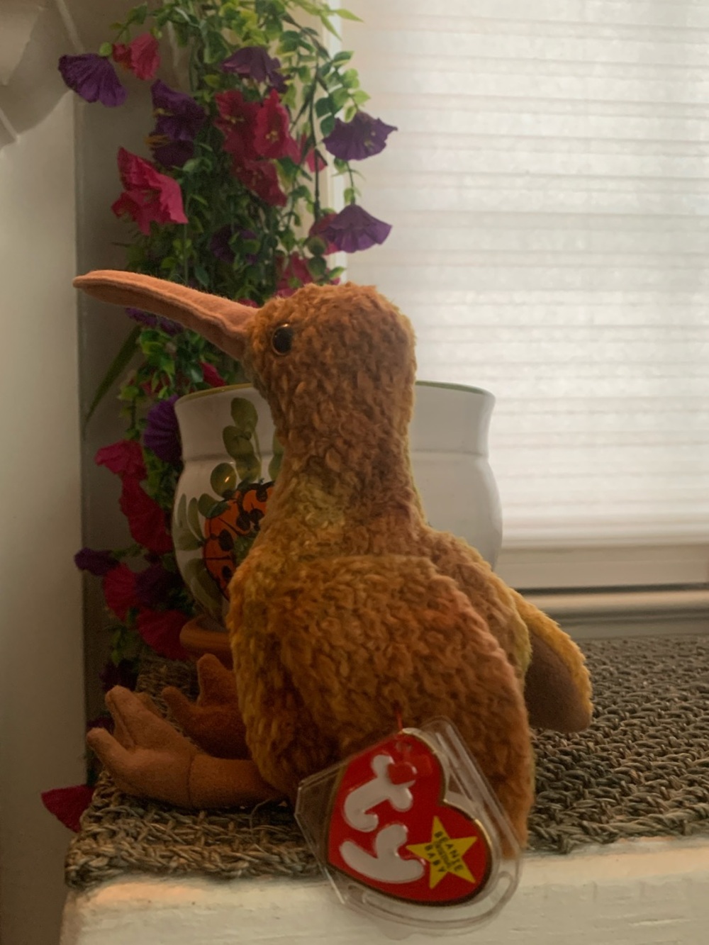 Ty Vintage 1998 “Beak” Brown and Rust Kiwi Beanie Baby Plush Toy